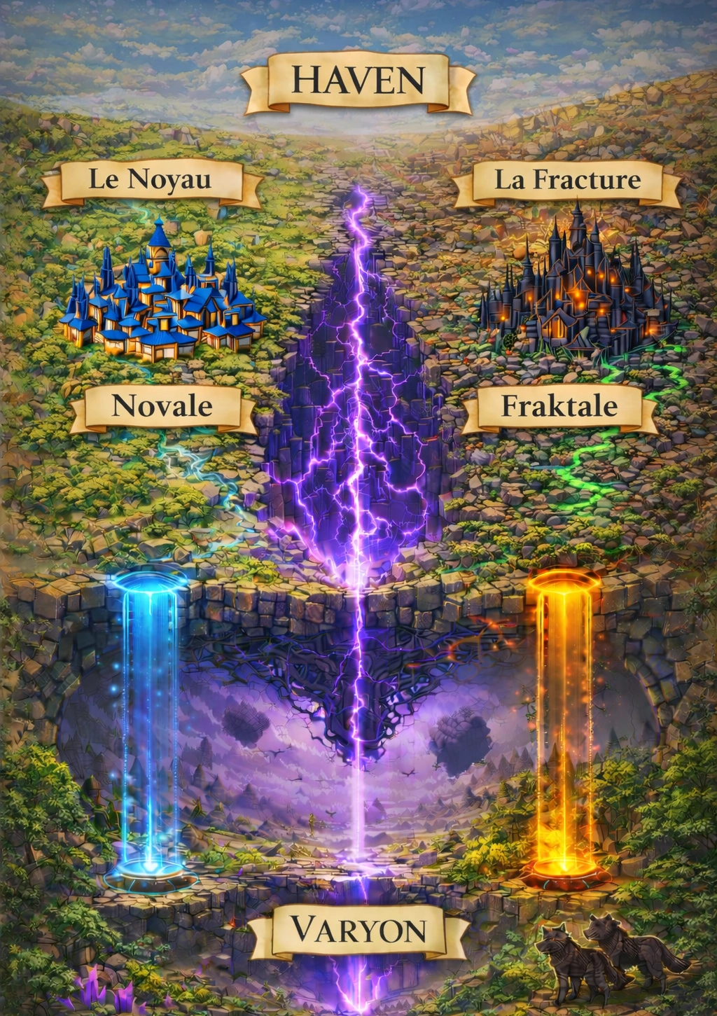 Carte du monde de Varyon avec Haven et les deux villes